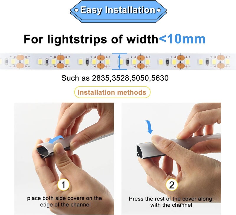VST 6Pack 3.3 ft Black LED Aluminum Channel with Milky White Cover V Shape 16x16mm, Led Strip Light Track with Accessories for Led Strip Lights in Home Lighting - Image 3